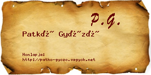 Patkó Győző névjegykártya